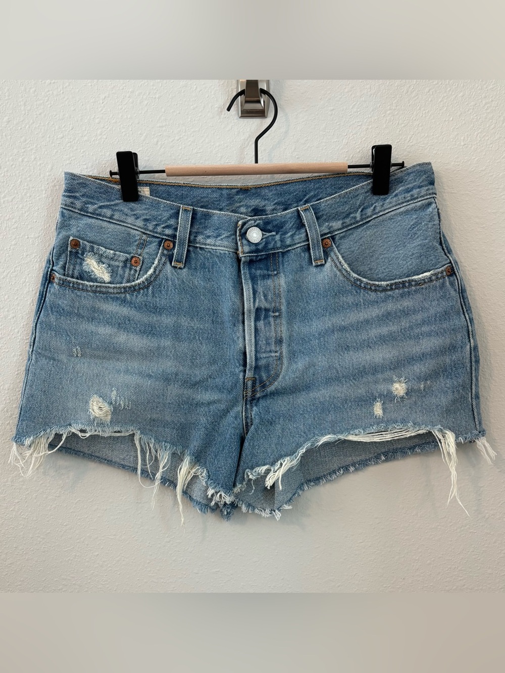 Levi’s distressed premium denim shorts
